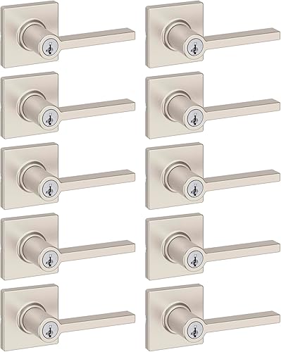 Miniatura 138 de Kwikset Casey - Manija de bloqueo de puerta de entrada, entrada exterior con llave segura, mango reversible, tecnología de seguridad SmartKey Re-Key