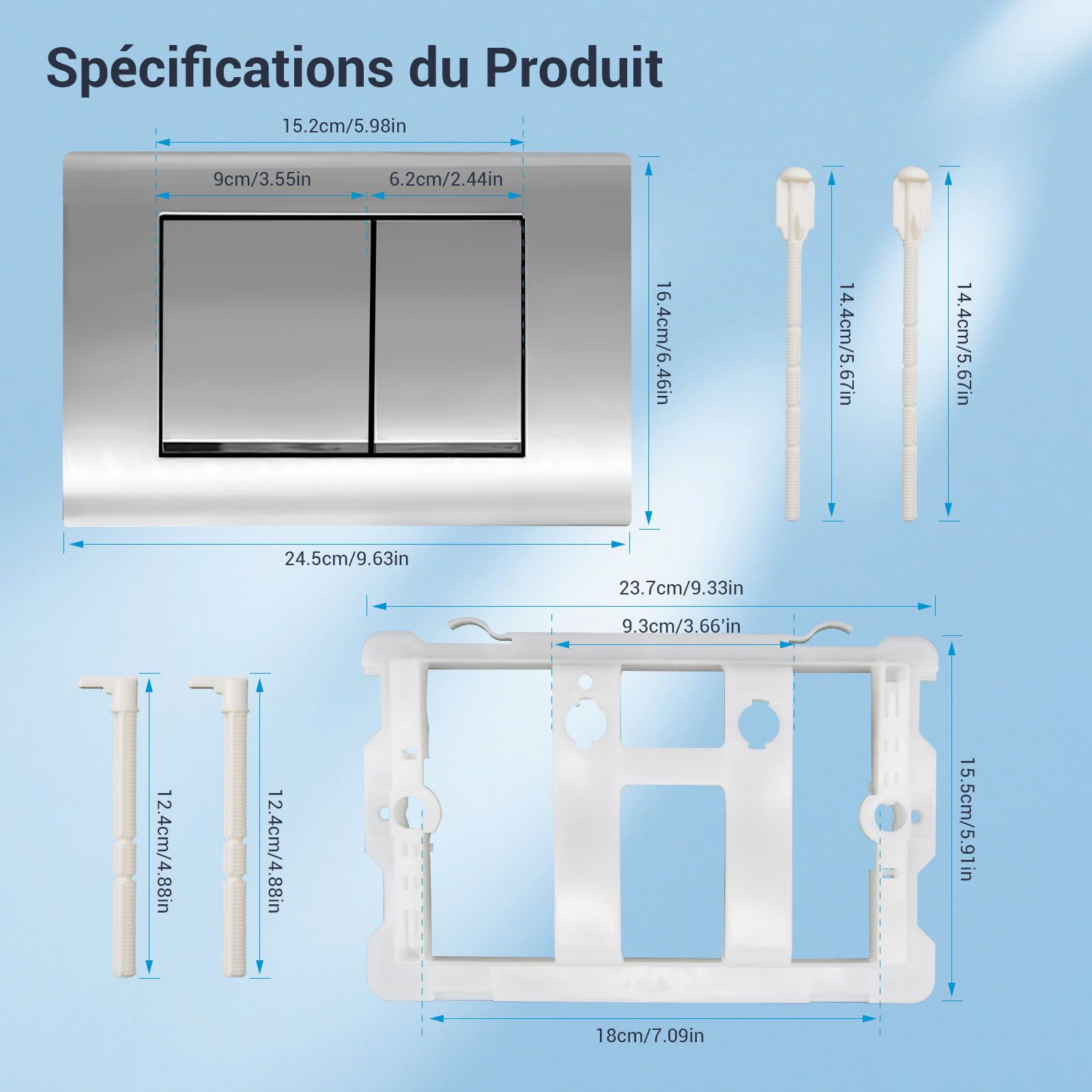 Plaque De Commande WC Suspendu,Chasse D'Eau,Bouton Poussoir,Déclenchement,Compatible Avec Geberit Sigma 01 20, 30,UP300 & UP320,Double Flushing,Modèle 115770115,245 × 164 Mm (Chromé brillant)
