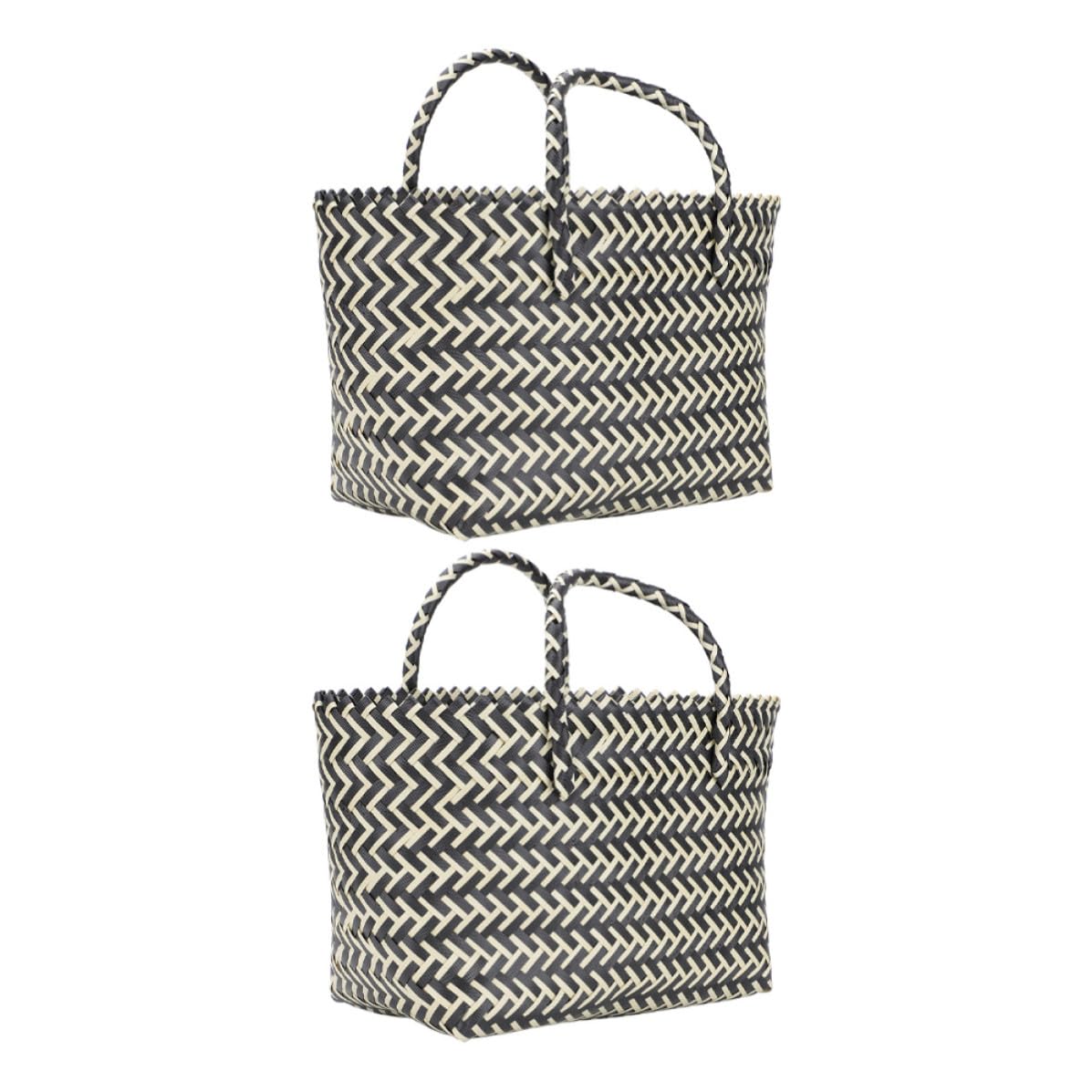 Panier en plastique tissé noir grand format pour optimiser le rangement