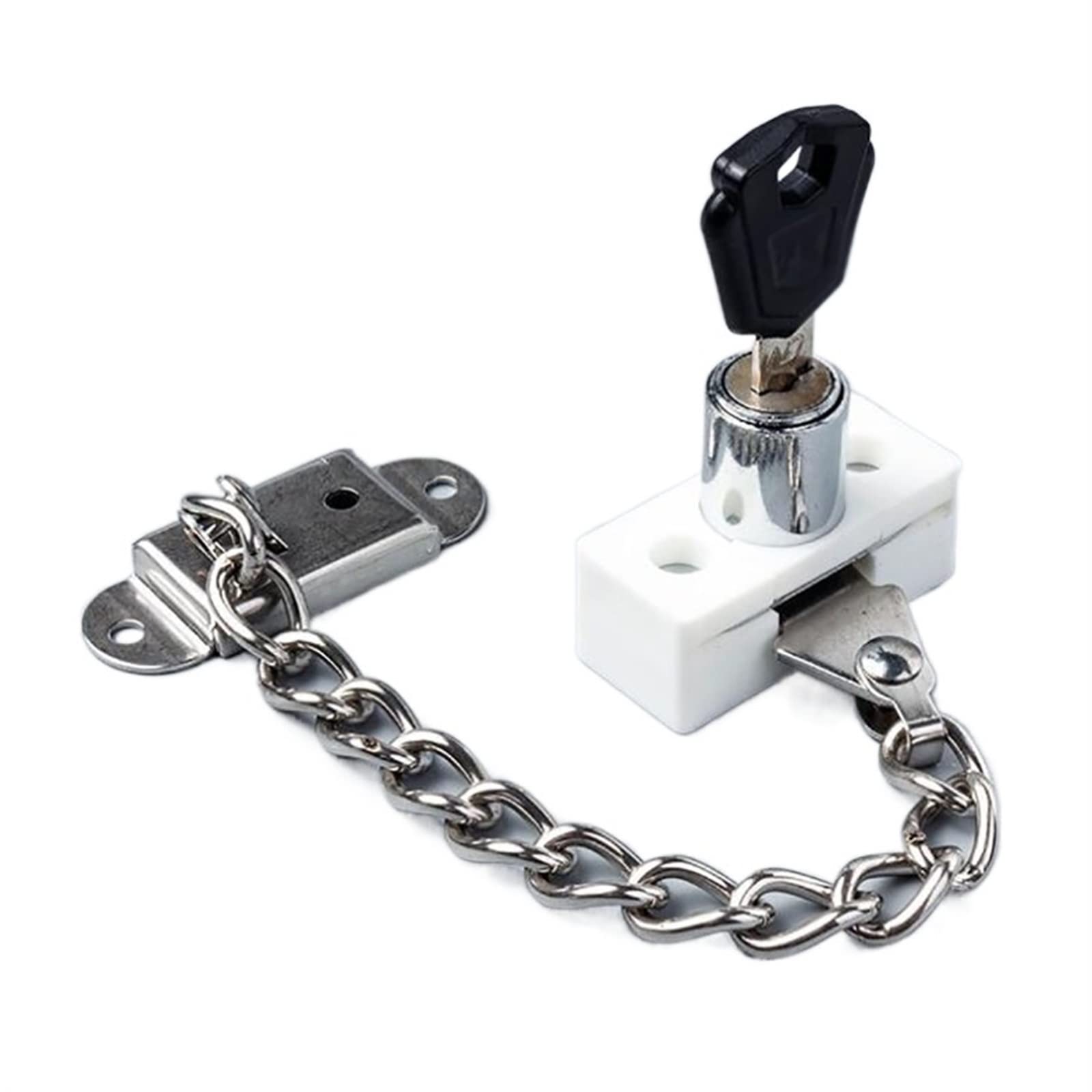 NVSFZGIYG Zinc Alloy Window Chain Lock, Guard Door Safety, with Key, Used for Anti-Theft Household Hardware of Casement Latch