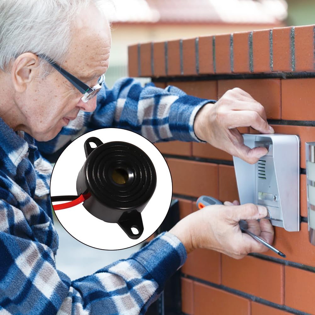 Buzzer Elettronico, Allarme Elettronico Diffusore di Suoni Continuo Altoparlante a Beep elettrico con Cavo Alto Decibel Alimentazione DC 12V Tono Forte Attivo Sirena Piezo Integrazione