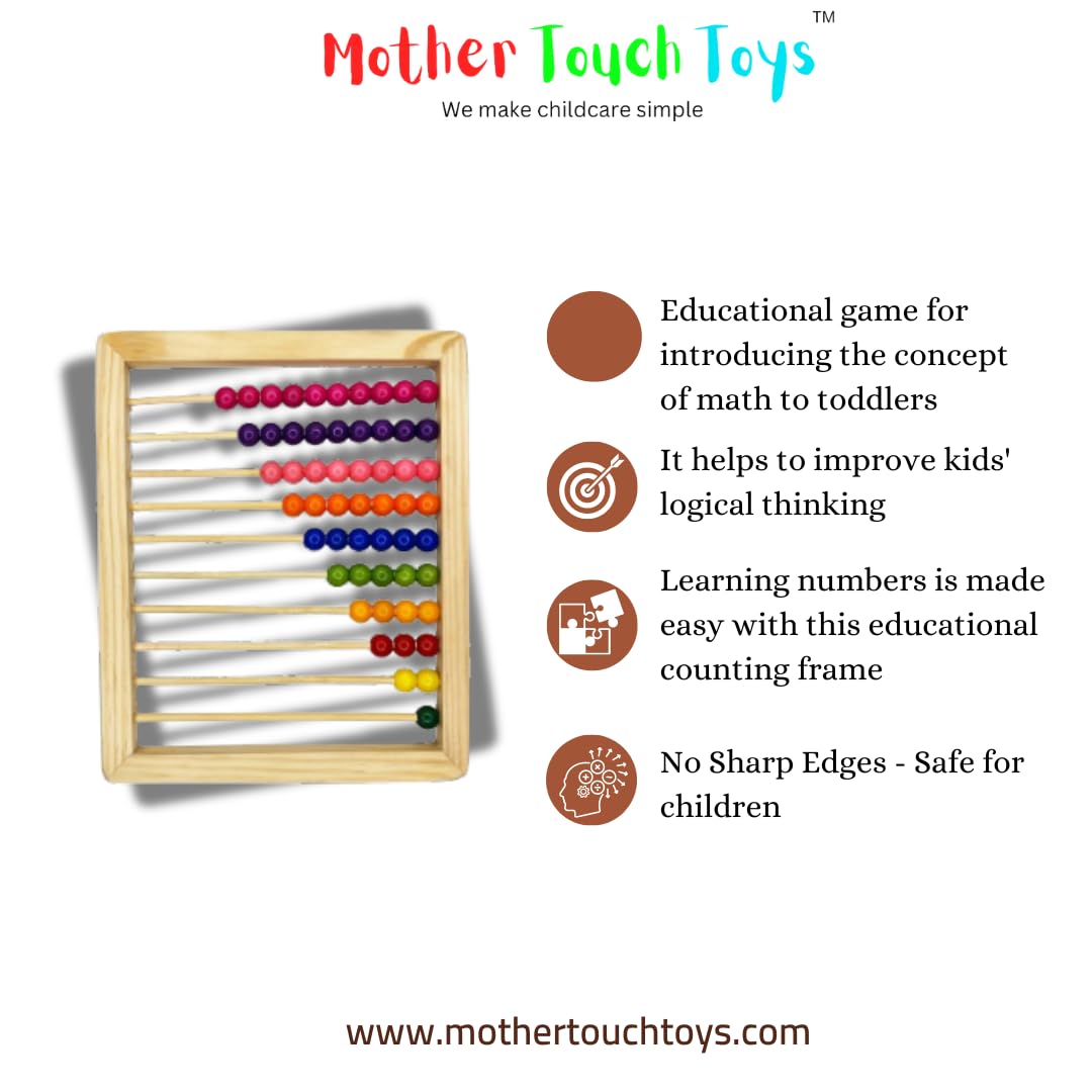 Mother Touch Toy Wooden Abacus Board for Kids - Learn Math and Colours in a Fun Way. 1