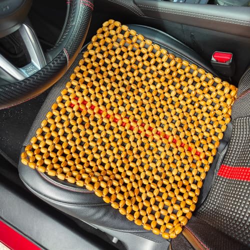HJJKKH Natural Wood Beaded Seat Mat, Summer Office Chair Seat Cushion, Cooling Breathable Car Seat Cover Cushion for Vehicle Supplies Home Sofa Pads