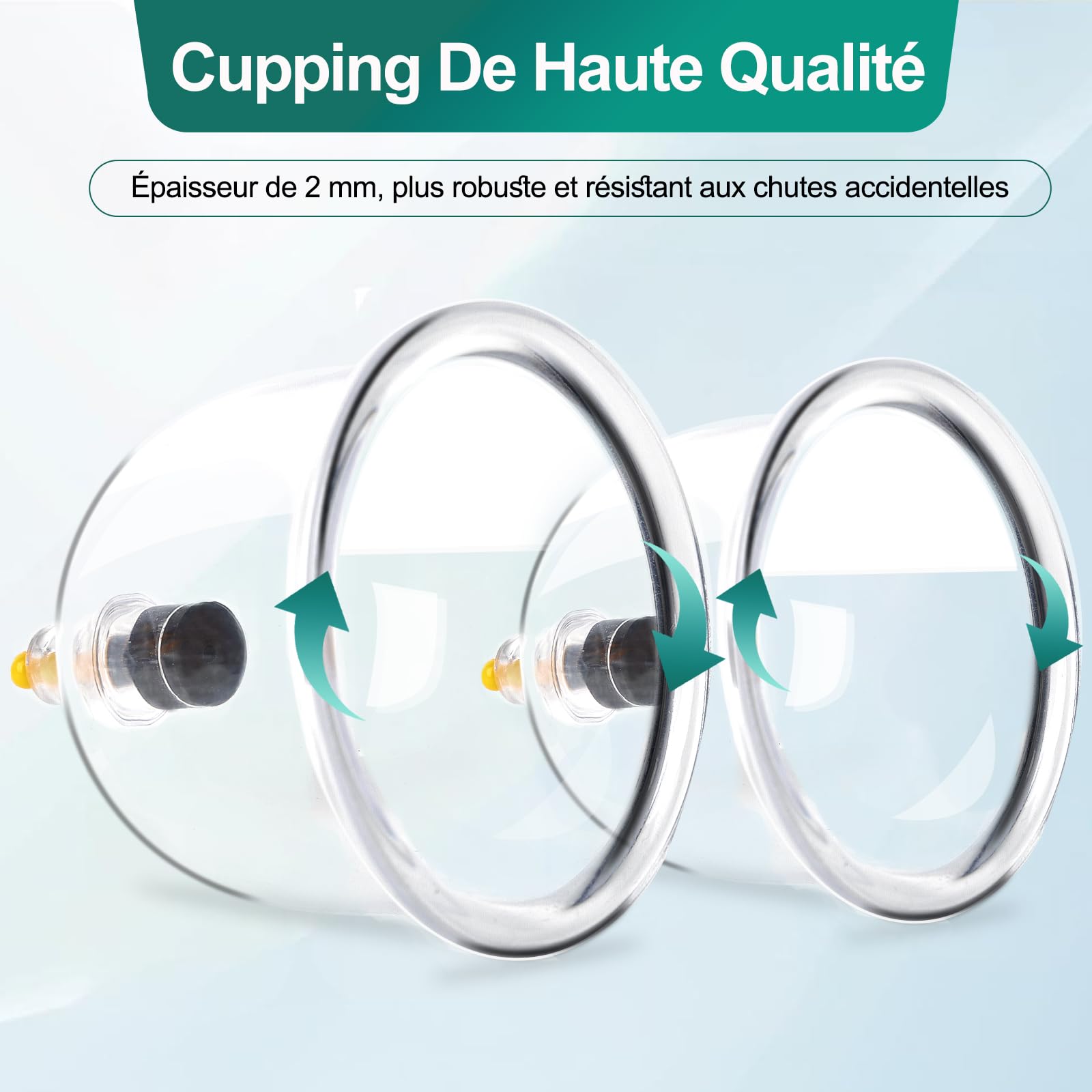 Kit de 20 Cupping Ventouses Hijama, Ventouses Thérapeutiques Chinoises avec Pistolet Massage Acupuncture