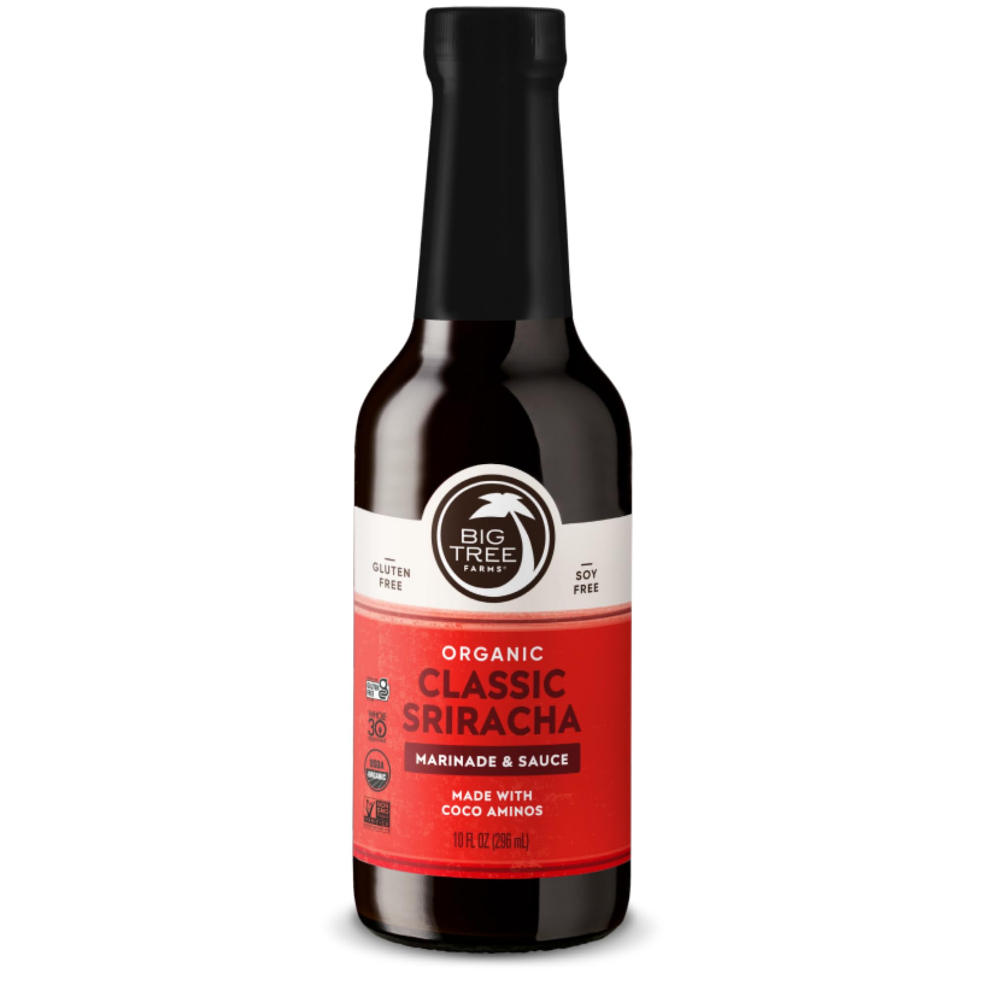 Big Tree Farms Organic Coco Aminos - Liquid Coconut Aminos, Soy-Free Sauce, Low Sodium, Soy Alternative, Gluten Free, Kosher, Marinade & Sauce, Non-GMO - Classic Sriracha, 10 Fl Oz (Pack of 1)