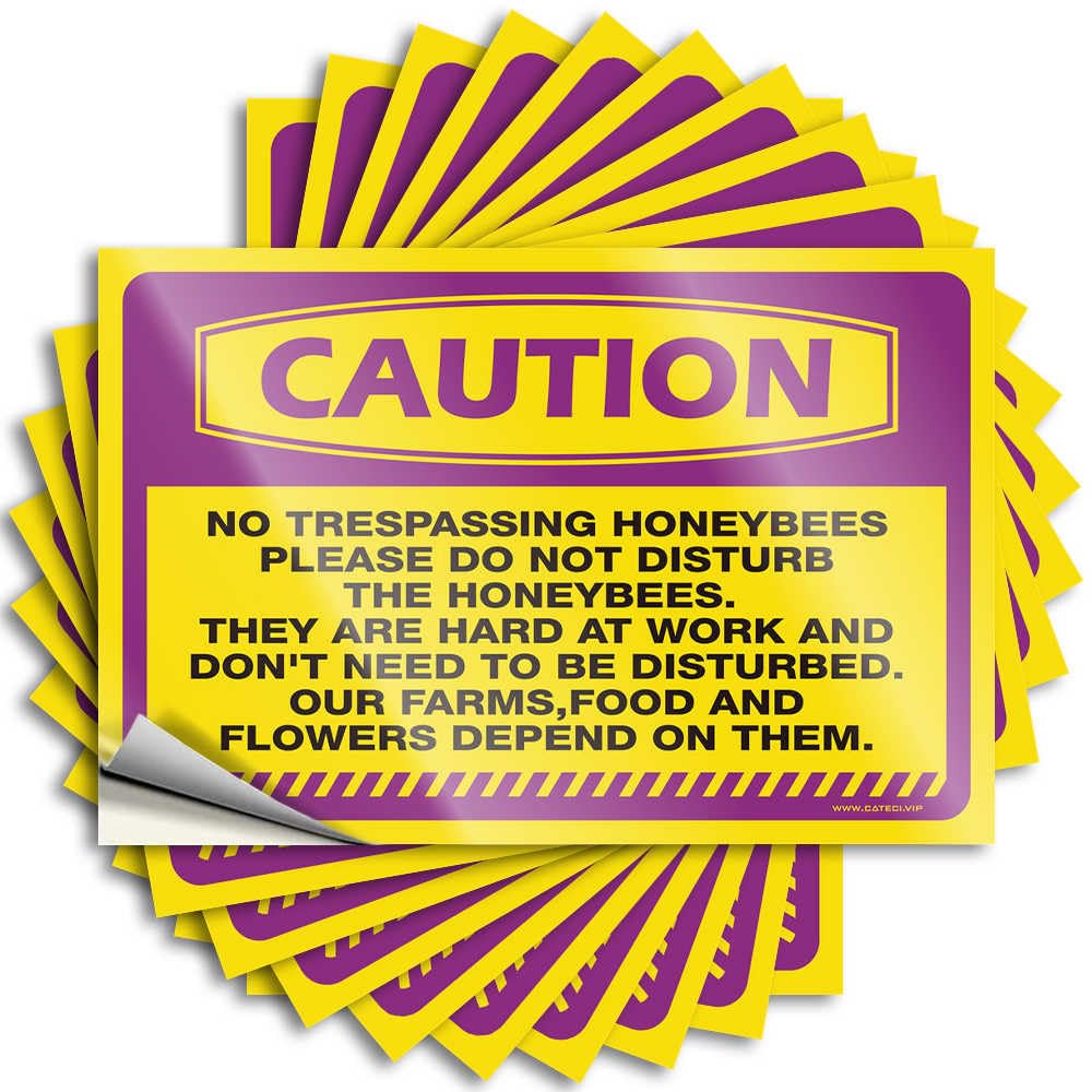 Caution No Trespassing, Honeybees Accessory Fuzzy - Boys Bedroom Decorations Funny Sticker Self Adhesive Sticker(6X9CM)