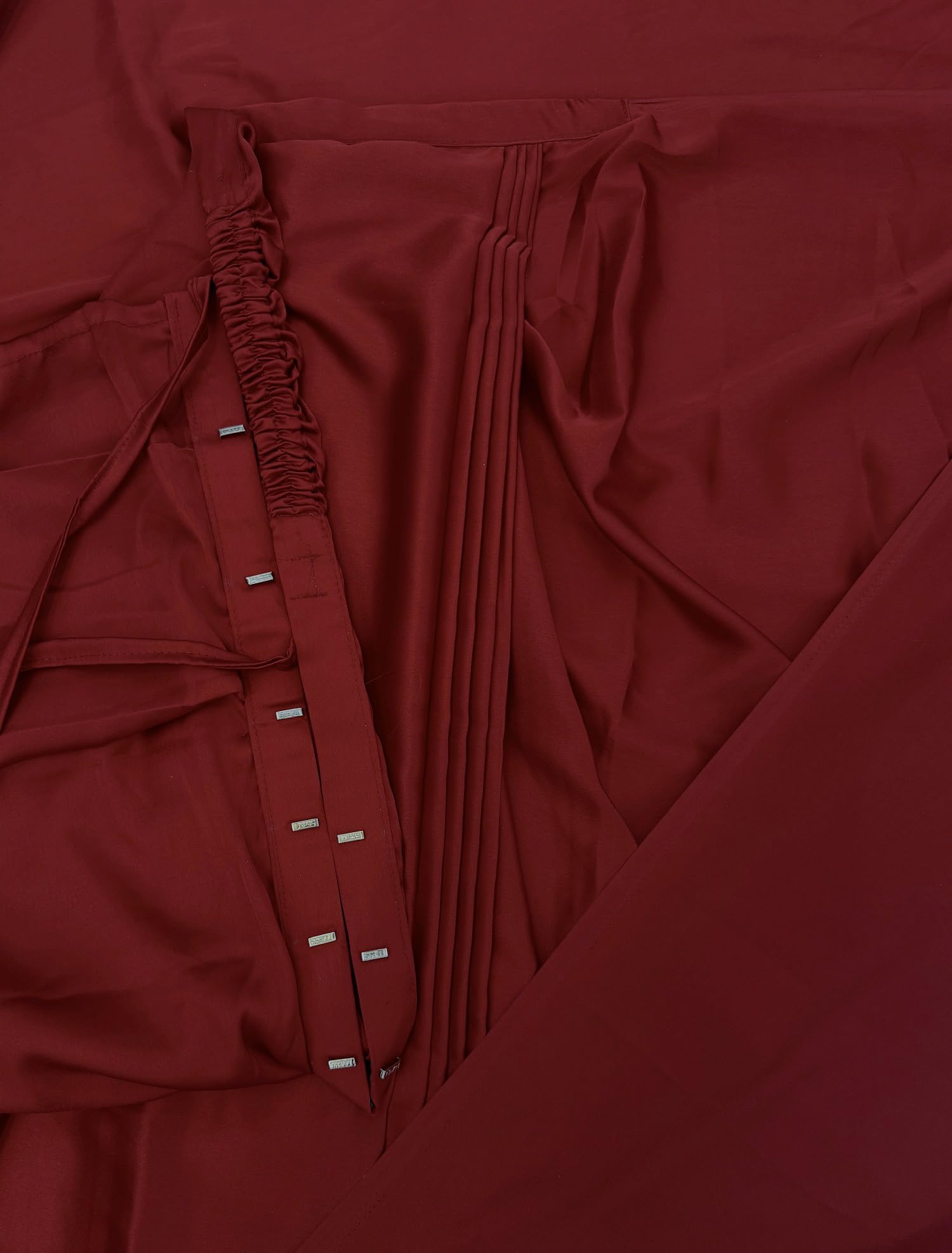 SATAZ Ready to Wear Saree for Women Maroon Red Satin Silk Readymade Stitched With Unstitched Blouse 3