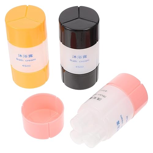Healifty Botellas de viaje de plástico 3 en 1 recipientes de aseo de viaje dispensador de líquido para champú loción gel de baño 1.5 fl oz/por