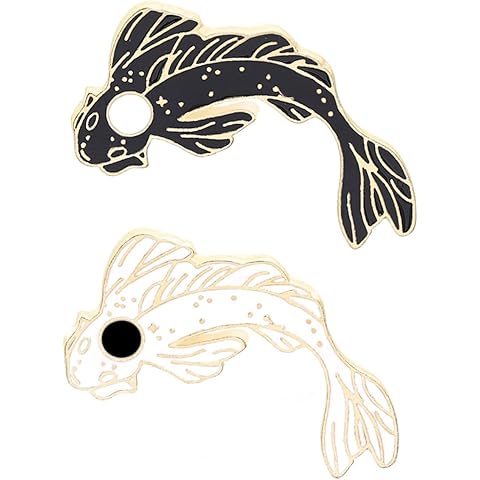 UAIAGM 2pcs Cute Enamel Pins Fish Pin Set Anime Black and White Fish Lapel Brooches Matching Pins for Clothes Backpacks Cool Small Backpack Hat Decorations Jewelry DIY Accessories Present