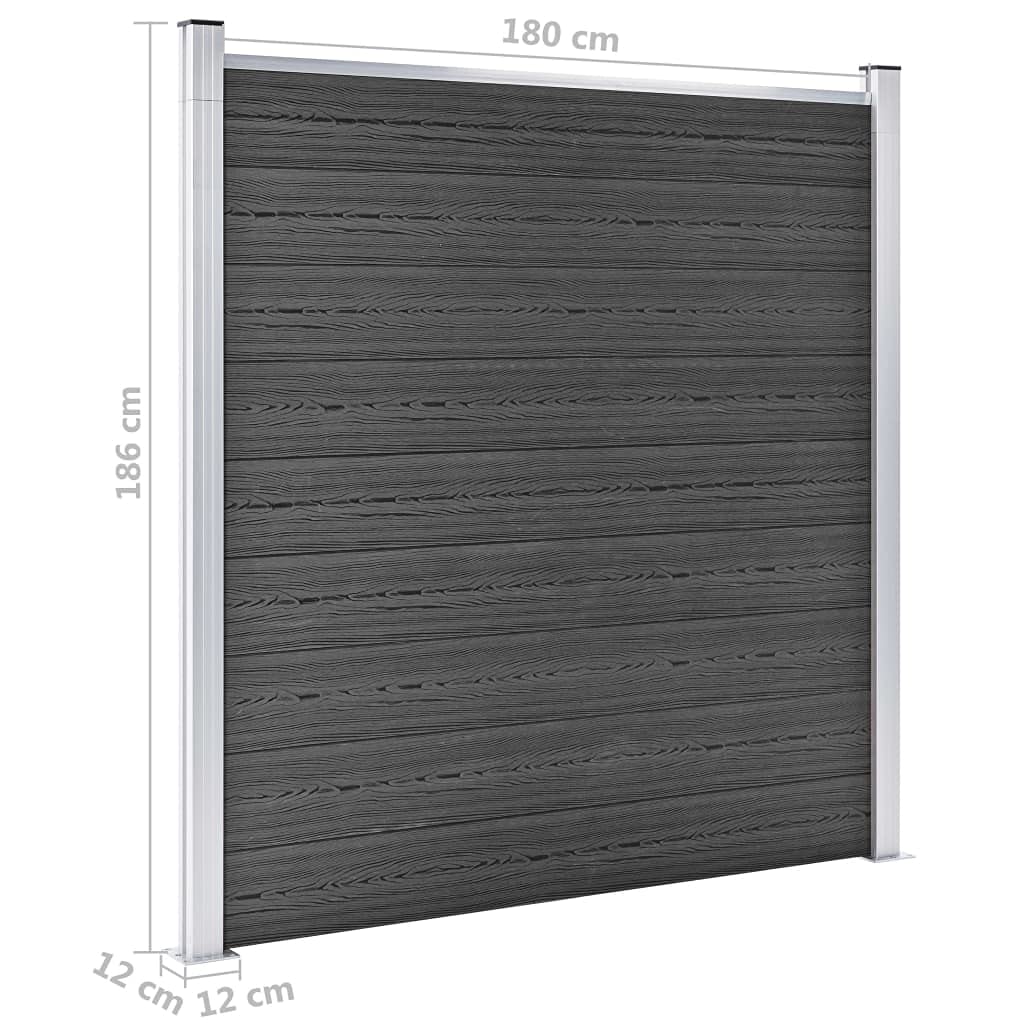 vidaXL Zaunelement Set WPC 353x186 cm Schwarz