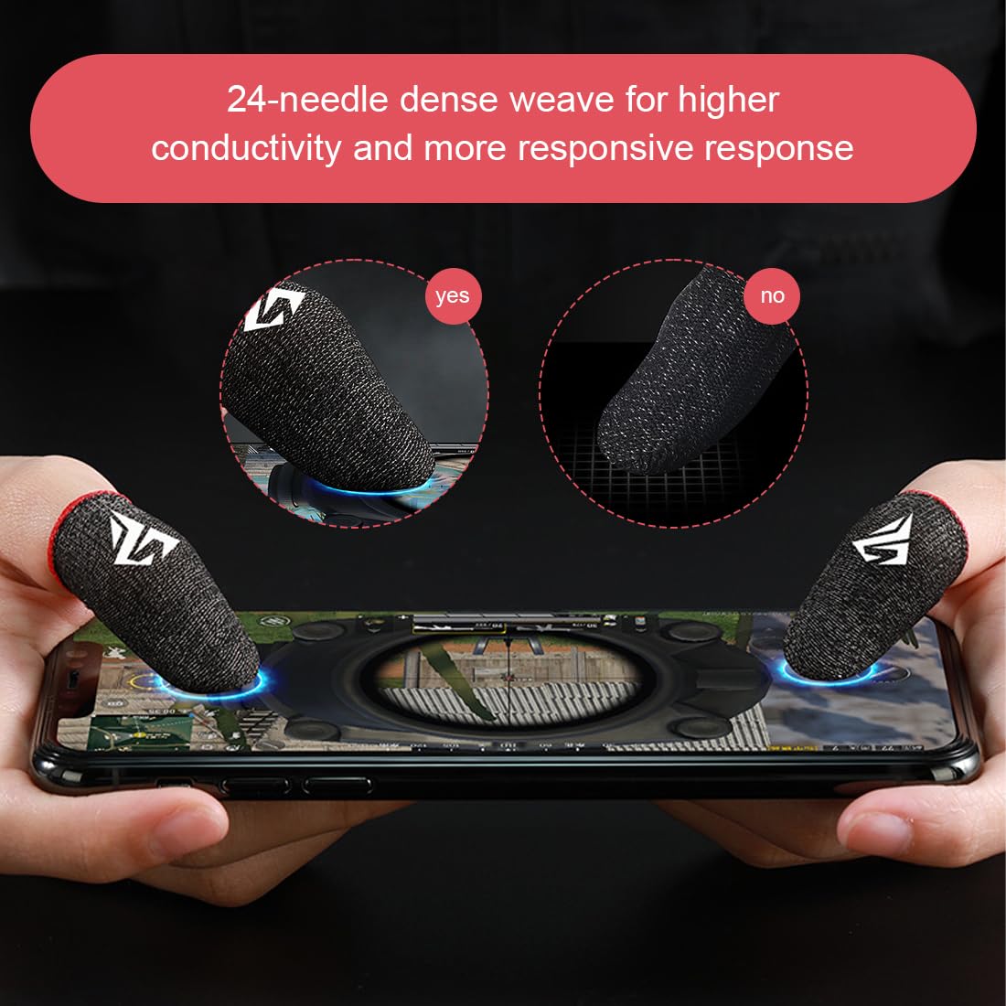 4 PCS Pack Mobile Game Finger Sleeve Traspirante con Traspirante CopriditoTouch Screen Thumb Sleeve da Gioco Professionale con Antiscivolo e Resistente al Sudore Alta Sensibilità per Giochi