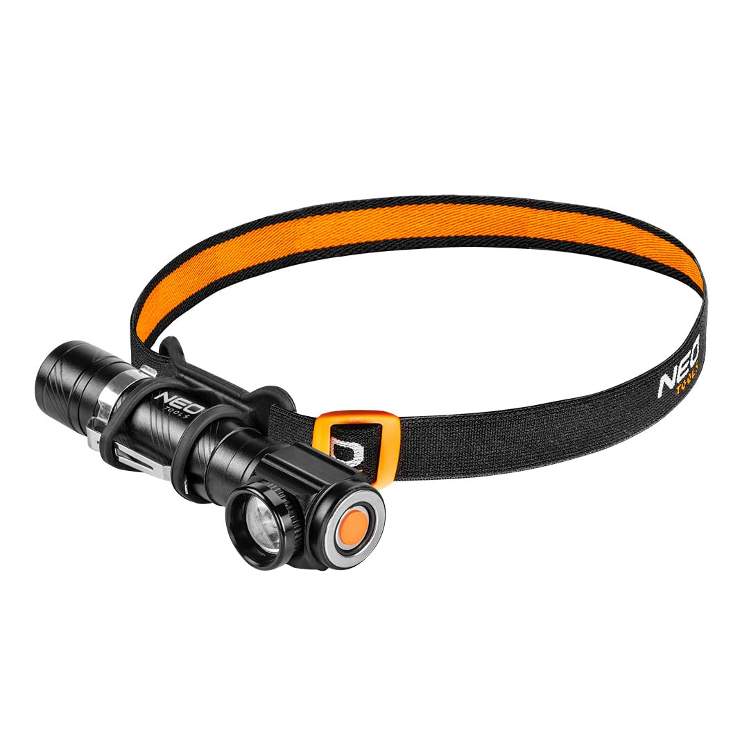 NEO TOOLS Stirnlampe LED Kopflampe Magnetisch USB Taschenlampe 1000lm | starke cree l2 led mit 1000 lumen, komfortables magnetisches usb ladekabel