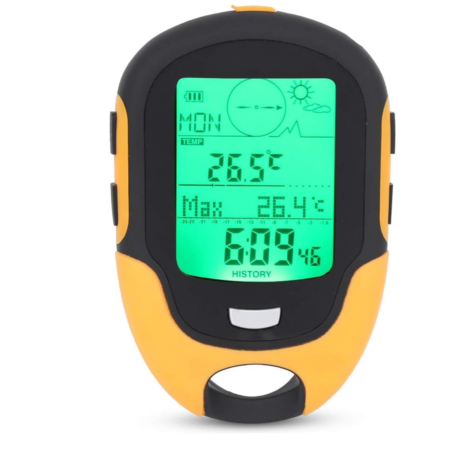 Calibre De Altura De Mano, Brújula De Altímetro Multifunción, con Dirección, Reloj, Temperatura, Pronóstico Meteorológico Y Visualización De Altitud, Impermeable IPX4, para Escalar Senderismo