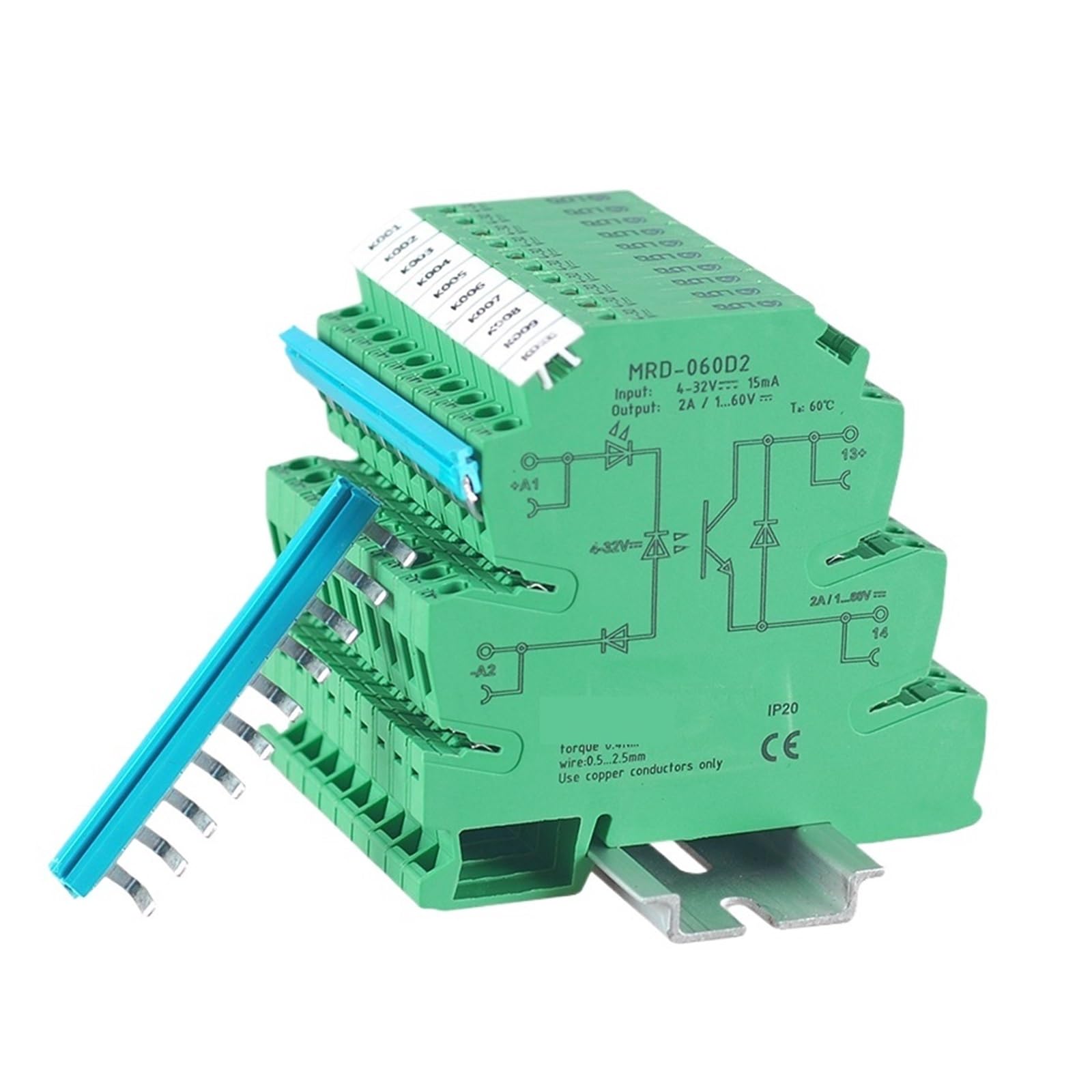 MRD-060D2 10 sztuk 2A Smukły programowalny wskaźnik LED Skrzynka przekaźnikowa SSR Wejście DC DC: Płytka sterująca modułu przekaźnika półprzewodnikowego 5 V 12 V 24 V DC (zielony)