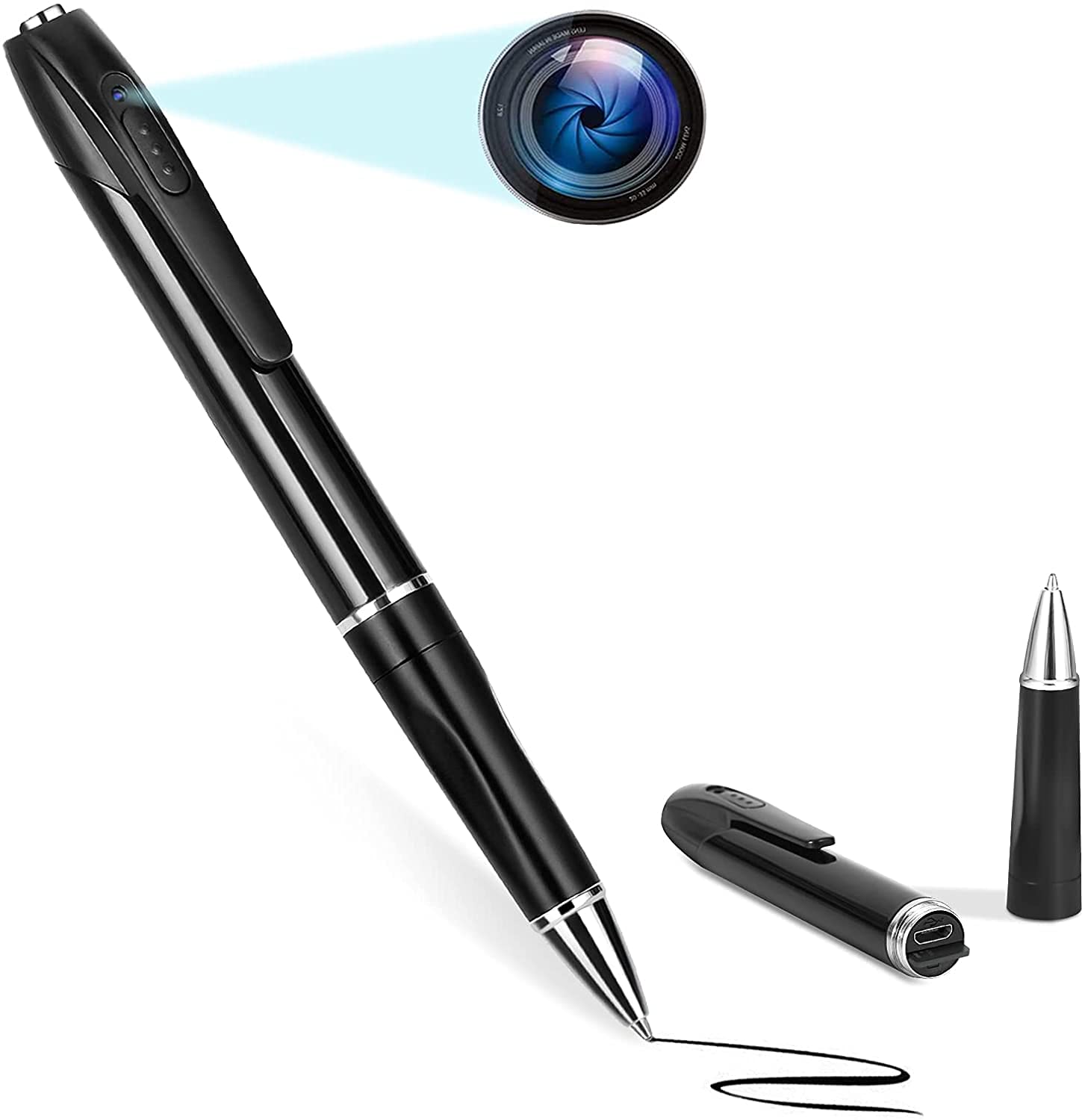 AYIKA Spy 1080P Full Hd Pen Camera Hidden 100 Minutes Pen Battery Life Pocket Security Indoor Outdoor Body Camera with Video Audio Recording Secret Pen Recorder (Pen Camera-1)-picture-36