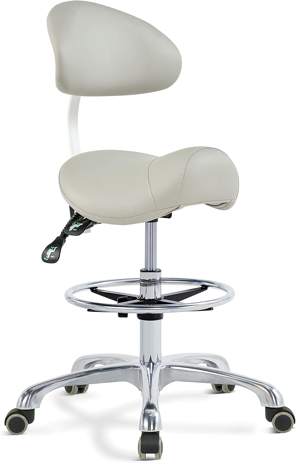 Grace&Grace Ergonomic Rolling Saddle Stool Chair with