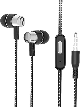 Wired Telephone Earphones | In-Ear Wired Headphones with Mic High Fidelity Stereo Sound In-Ear Wired Earphones with Mic Wired Earphones with Mic In-Ear Earphones with Sweaty Cord for Walking, Jogging