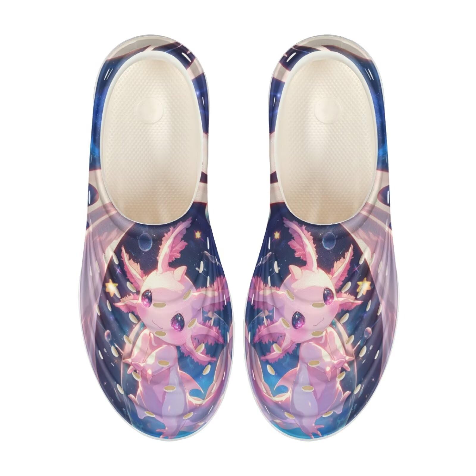 Pointodoor Boys and Girls Axolotl Star Water Shoes Slip on Garden Clogs Quick Dry Beach Sport Swim Pool Aqua Shoes Sandals Lightweight Kids Axolotl Sneakers