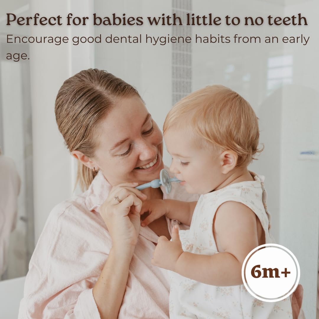 haakaa Spazzolino da denti in silicone a 360°, 100% morbido silicone per uso alimentare, senza BPA, base a ventosa, sicuro per bambini dai 6 mesi in su, pulizia delicata di gengive e denti per neonati