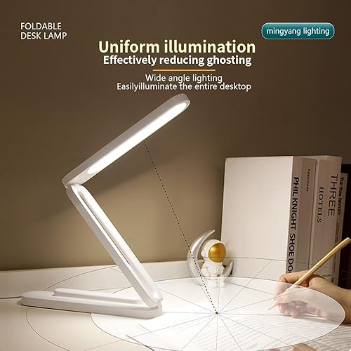 Miniatura 6 de Lámpara de escritorio LED plegable, luz de mesa USB recargable delgada, lámparas de lectura de 2400 mAh, 3 modos de color y atenuación continua, luz