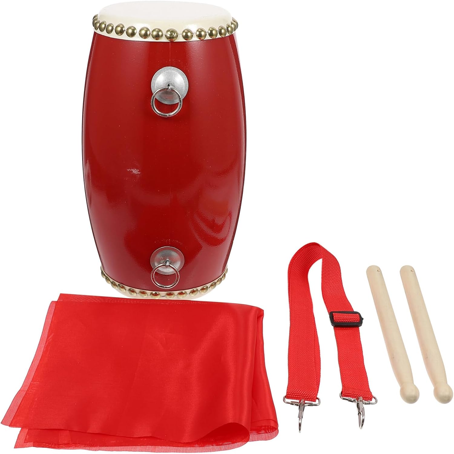 Toyvian 1 Set Traditional Chinese Simple Waist Drum Portable Sheepskin Waist Drum Percussion Instrument Hand Drum for Celebration Dance Performance