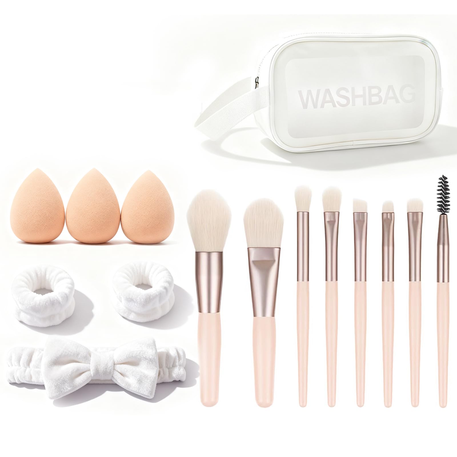 LHLXZQ Mini Make-up Pinsel Set, 15 Stück Makeup Brushes Set, Aprikose | Geschenk Set mit Beauty-Ei und Schwamm für Gesicht Foundation Rouge Lidschatten Kontur Concealer Aufhellun