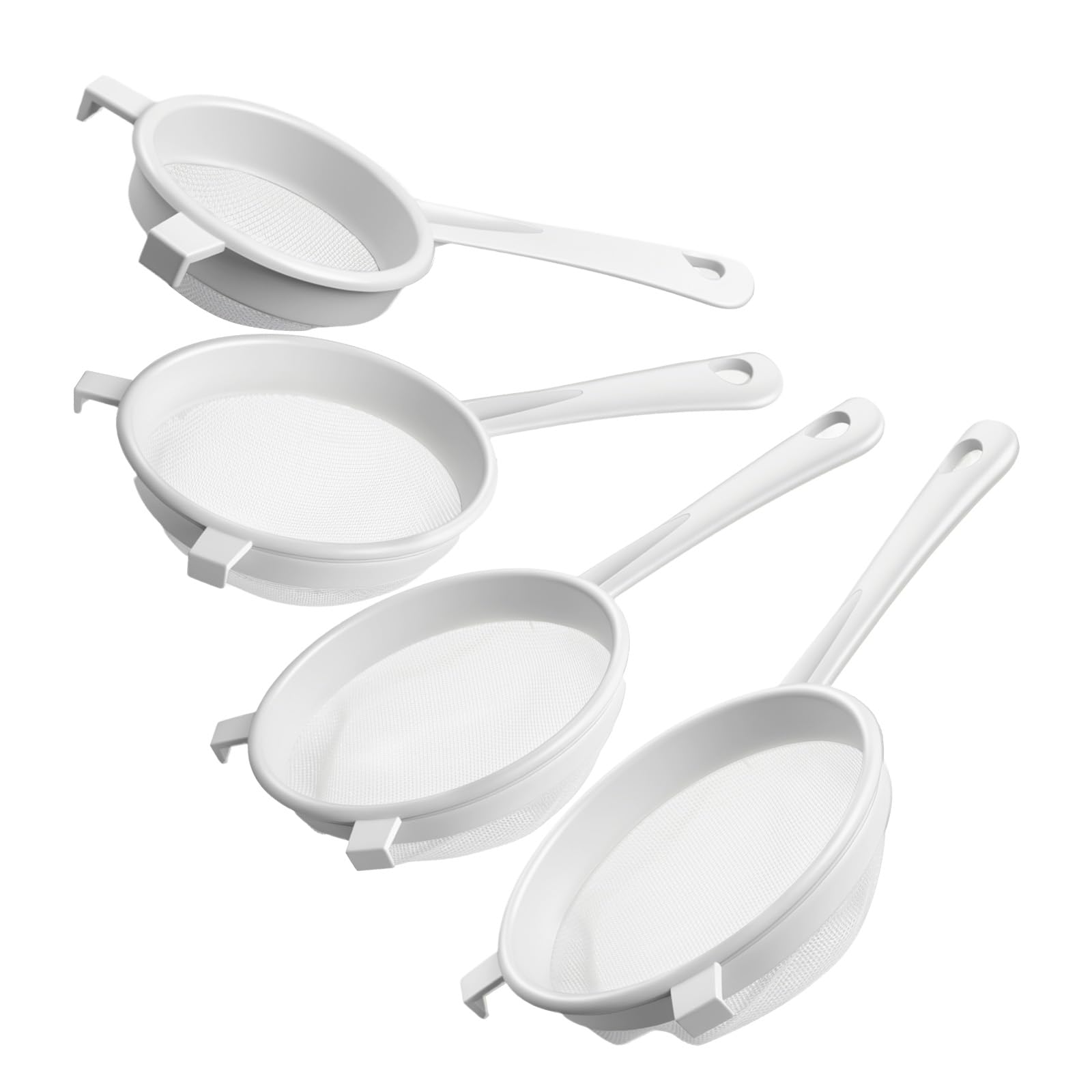 4 Stück Küchensieb Plastik Set, Weiße Plastiksieb, Nylon Sieb Plastik, Feines Sieb Set, Kunststoffsieb, Haushaltssieb für Saft, Milch, Kaffee (8, 10, 12, 14 cm) Küche, Haushalt & Wohnen