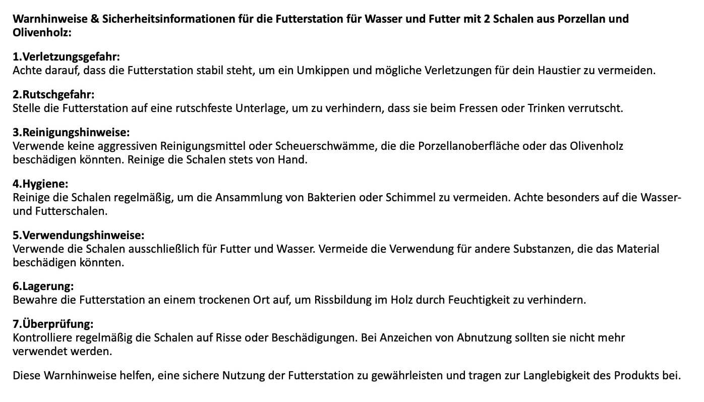 D.O.M. Futterstation Rusty aus Olivenholz und Porzellan - Für kleine Hunde 2 x 0,4 Liter