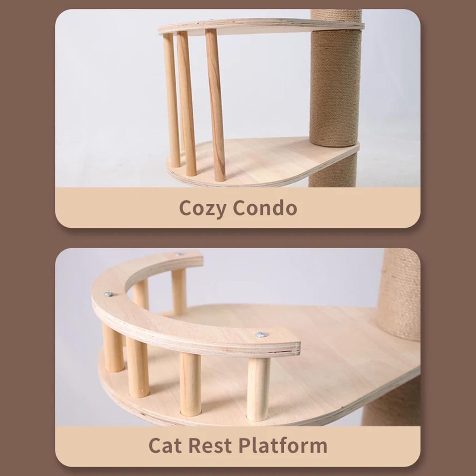 Tiragraffi per Gatto A Soffitto, Albero per Gatti Multilivello in Legno con Tiragraffi in Sisal, Amaca E Altezza Regolabile, 40X40x230-245Cm Albero Tiragraffi per Gatti su 6 Livelli