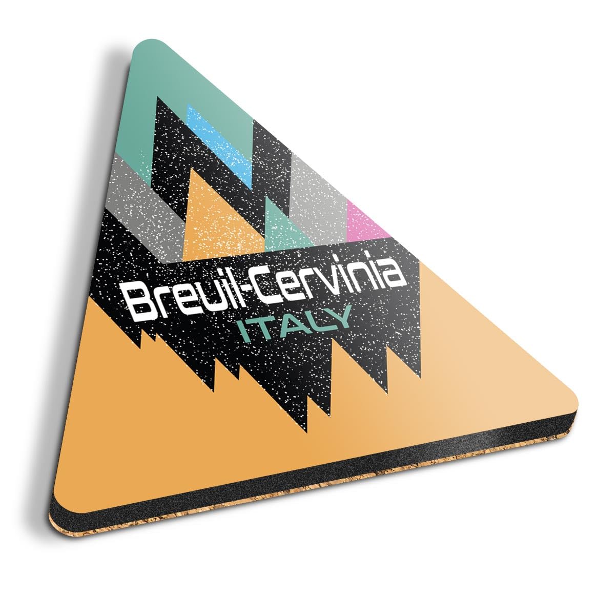 1 x Triangle Coaster - Breuil Cervini Italy Ski Abstract World Cork Backed MDF Glossy Tea Coffee Accessory #58922