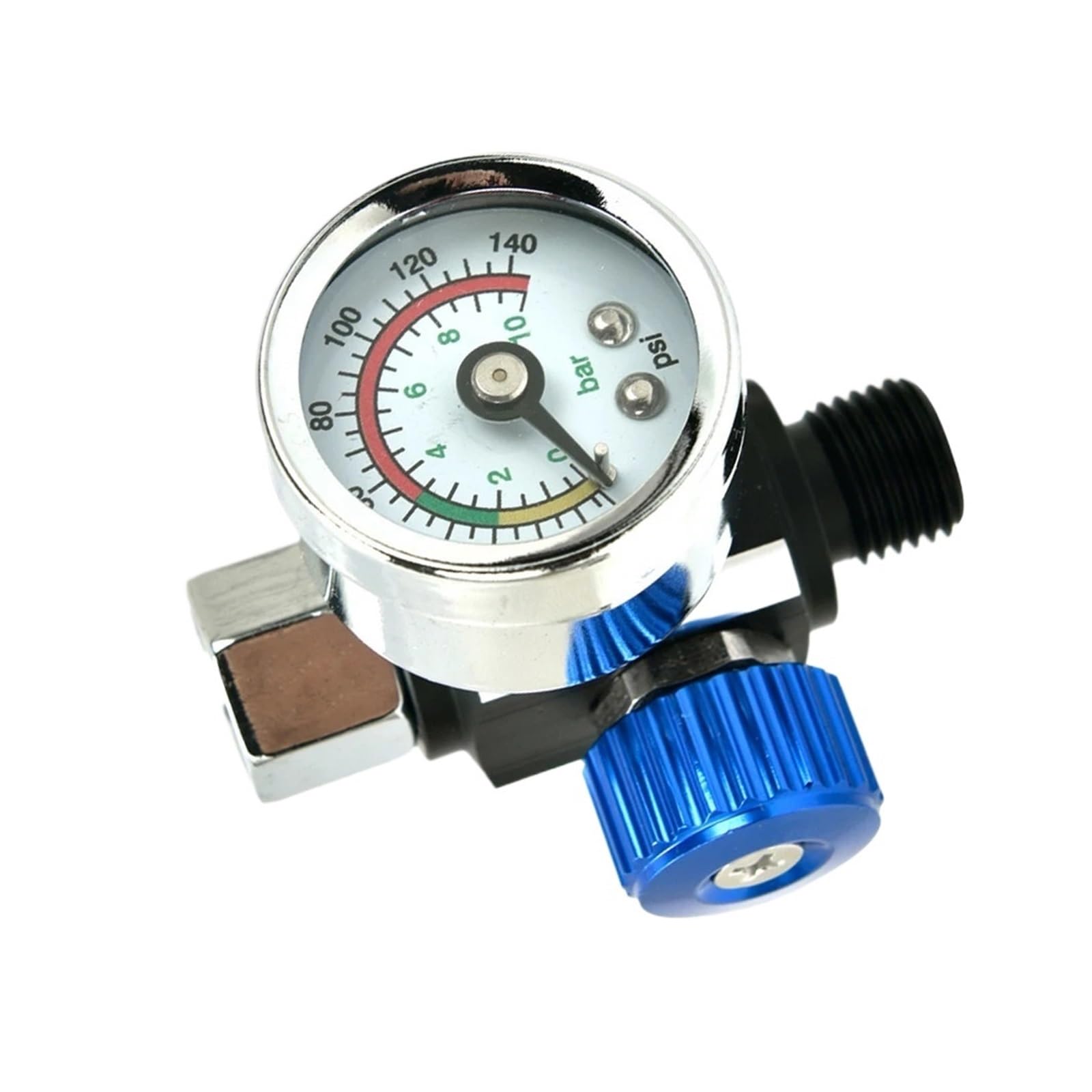 Regolazione pneumatica della pressione Regolatore di pressione dell'aria 4 * 4 * 9CM con manopola regolazione del blocco quadrante in vetro integrato(Blue)