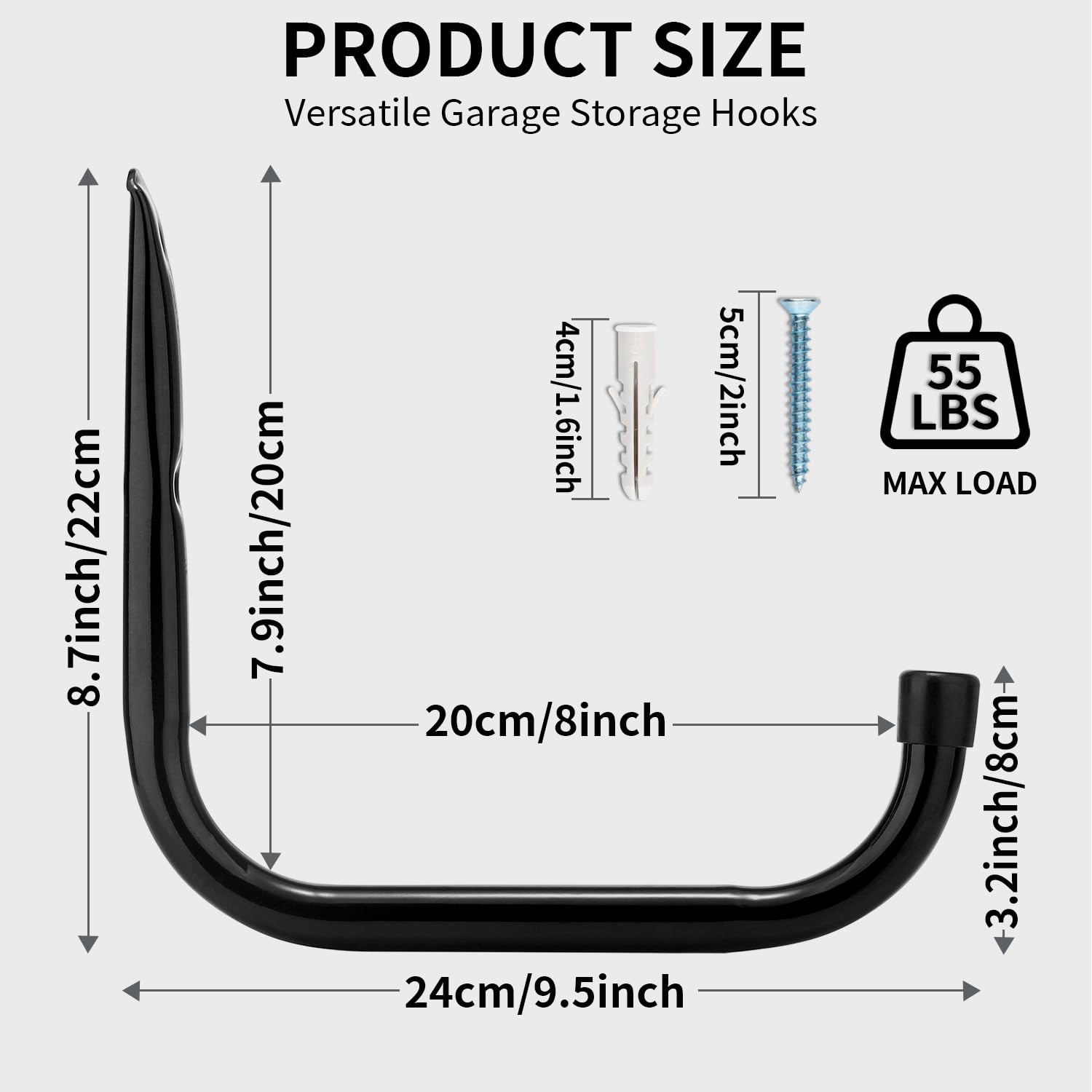 6 Pack Heavy Duty Ladder Storage Hooks Garage Utility Hanger Black