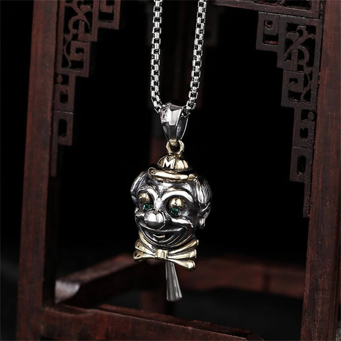 S925 Pendentif Clown Vintage En Argent Sterling, Collier Pendentif Clown En Argent Sterling Pour Hommes Et Femmes
