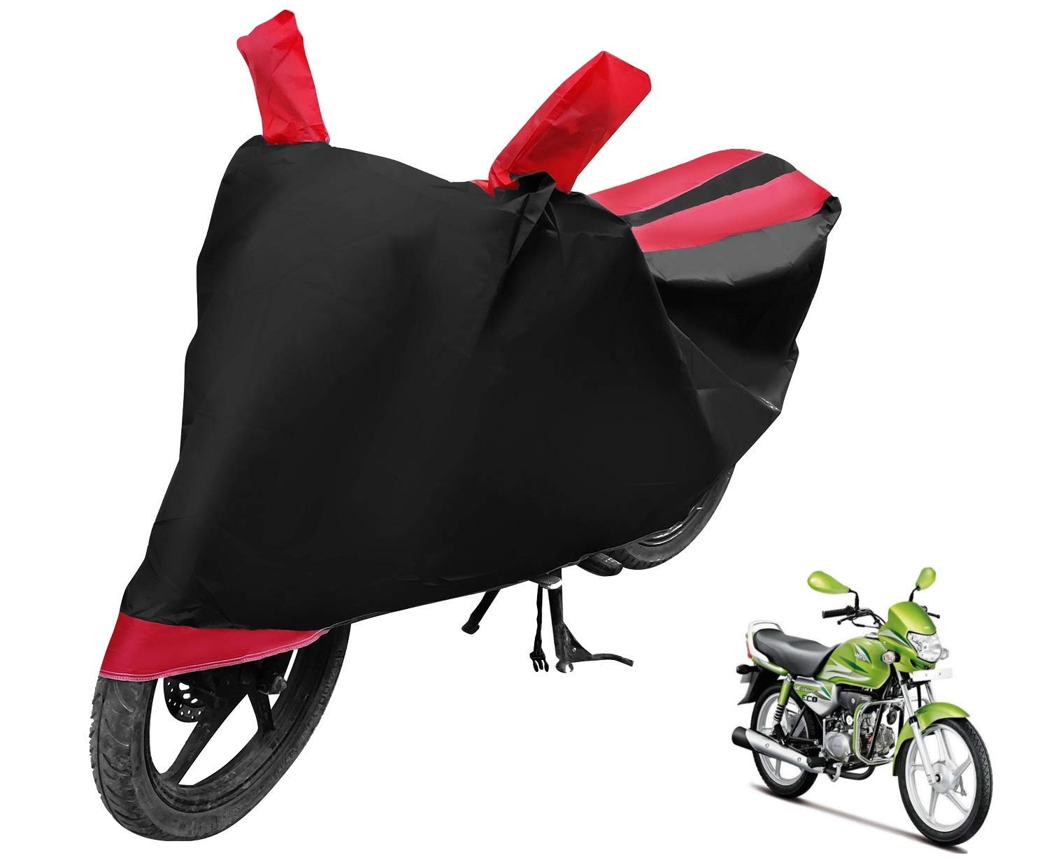 Auto Hub Hero HF Deluxe AHo Bike Cover Waterproof/HF Deluxe AHo Bike Cover/Bike Cover HF Deluxe AHo Waterproof/HF Deluxe AHo Body Cover/Bike Body Cover HF Deluxe AHo (Black, Red)