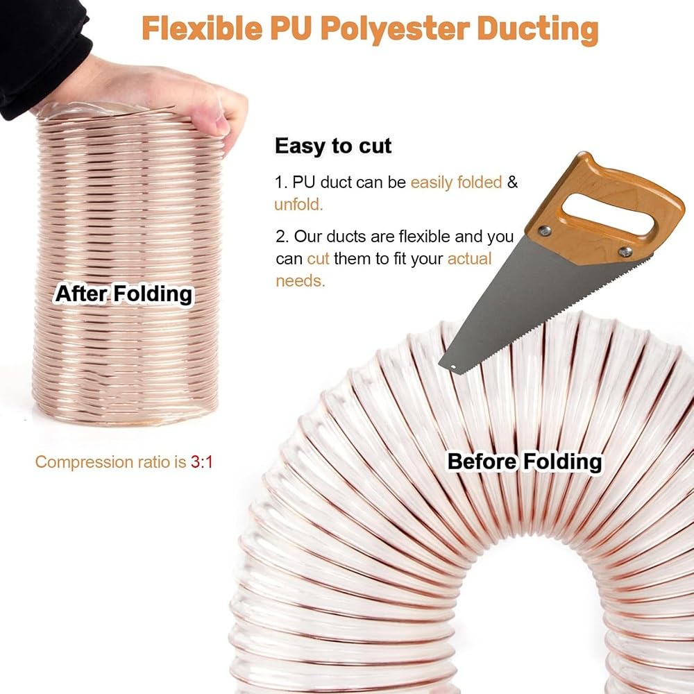 Manguera De Aspiración De Poliuretano 5 6 8 10m Tubo Flexible Para Plantas Industriales 60 63 70 75 80 125 200mm Espesor De Pared 1.5mm(6m/19.6ft,150mm-5.9in)
