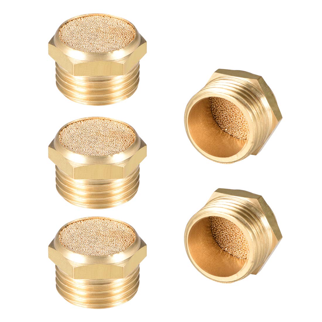 uxcell Brass Exhaust Muffler, G1/2 Male Thread 53/64