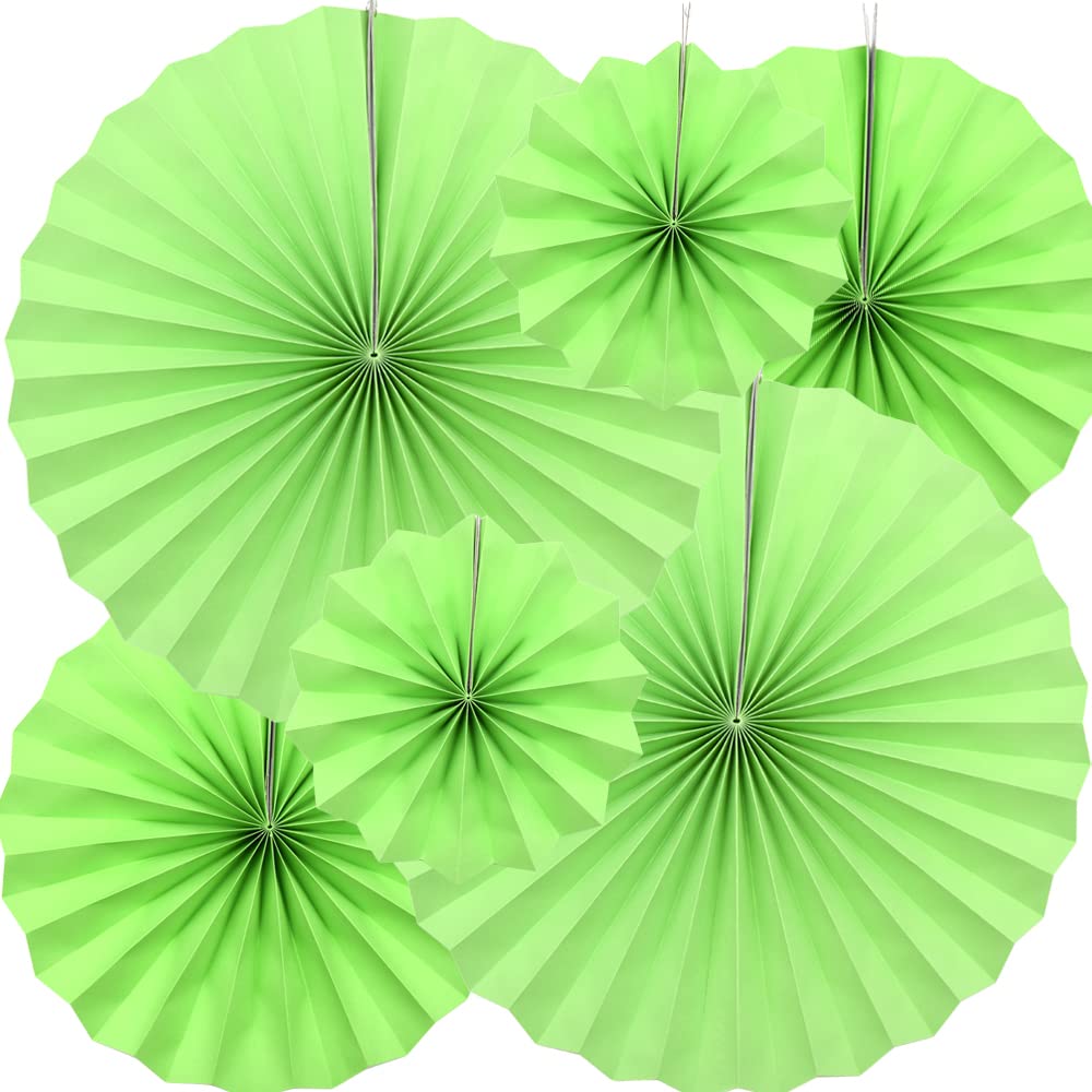 Yosawo Green 6Pcs Paper Fan Flowers Hanging Paper Fans Decoration For Birthday Wedding Christmas Graduation Theme Party （Green）