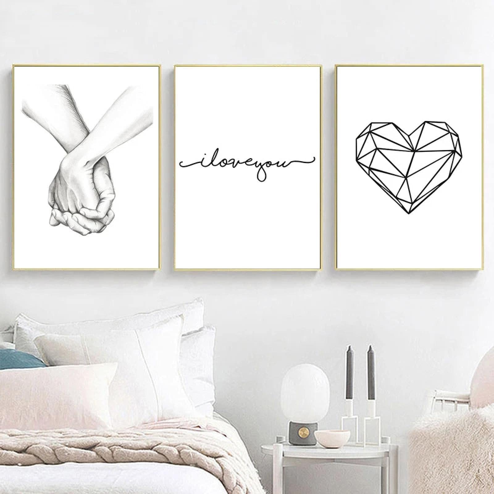 Affiche d'amour nordique impression sur toile de qualité supérieure triptyque 50x70cm - 8