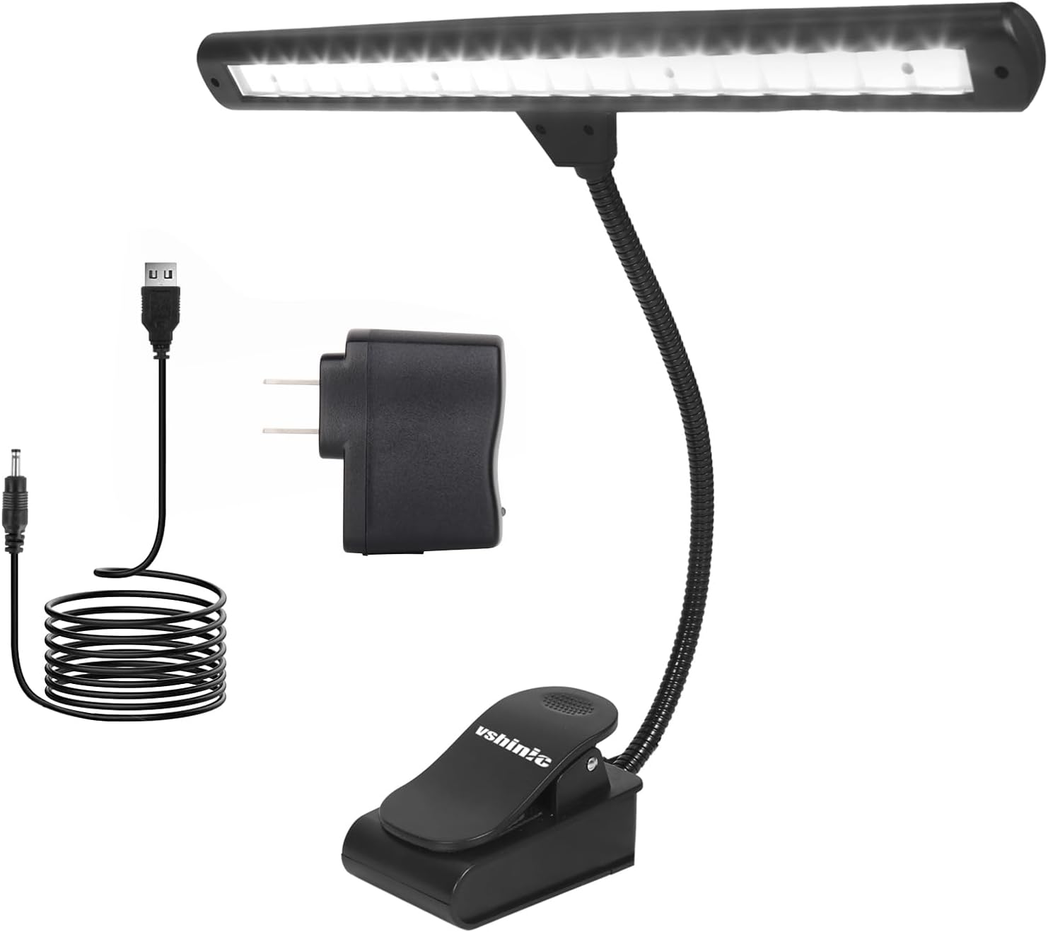 Music Stand Light,Clip On Piano Lights 18 LED Orchestra Light Clip On Reading Light,Fully Adjustable No Flicker for Piano,Book Reading, DJ, Craft Work (Powered by AC Adapter AAABatteries)
