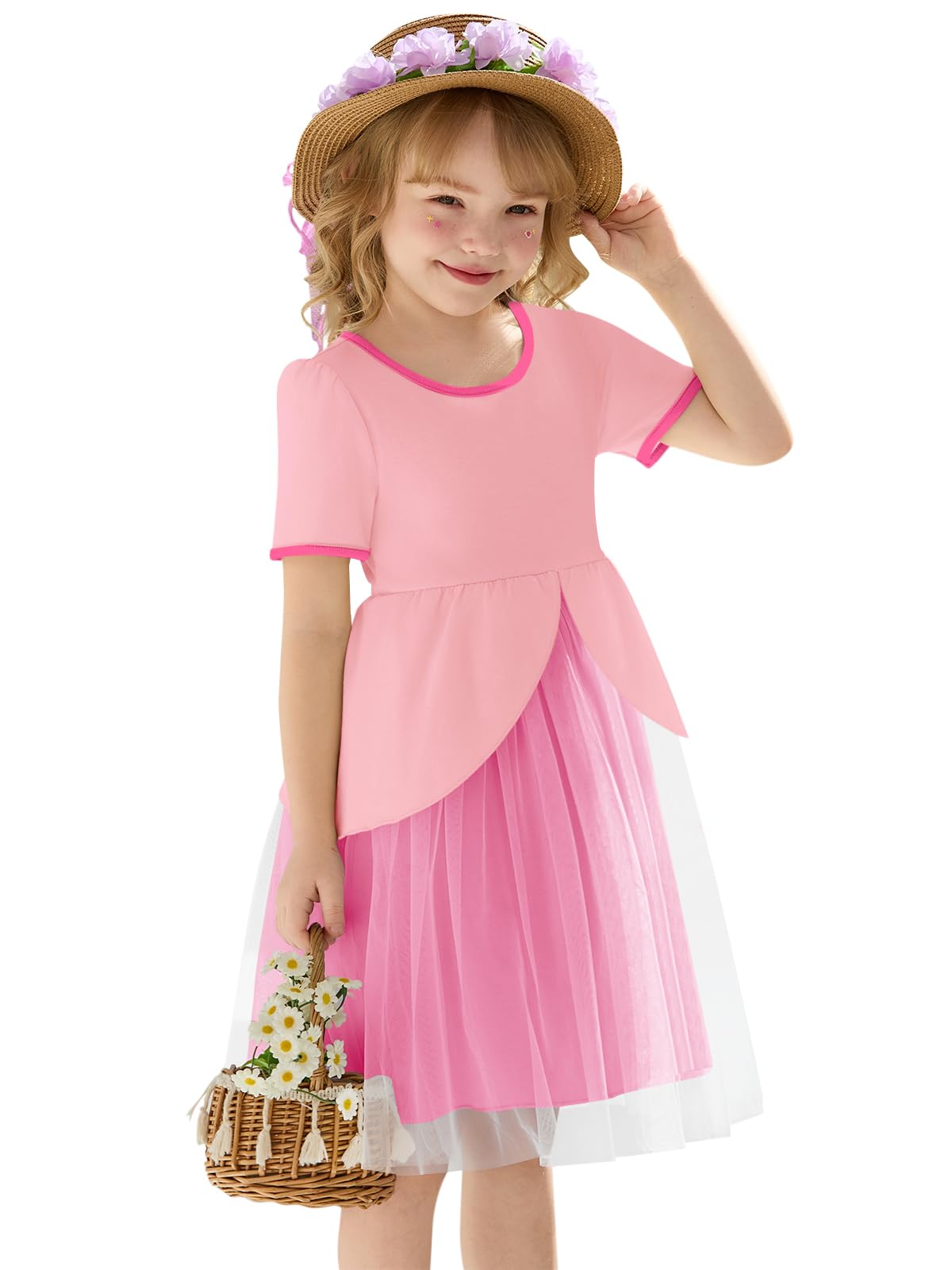 Toddler Baby Girl Tutu Dress Little Kids Cute Short Sleeve Ruffle Party Dresses 9M-8Y