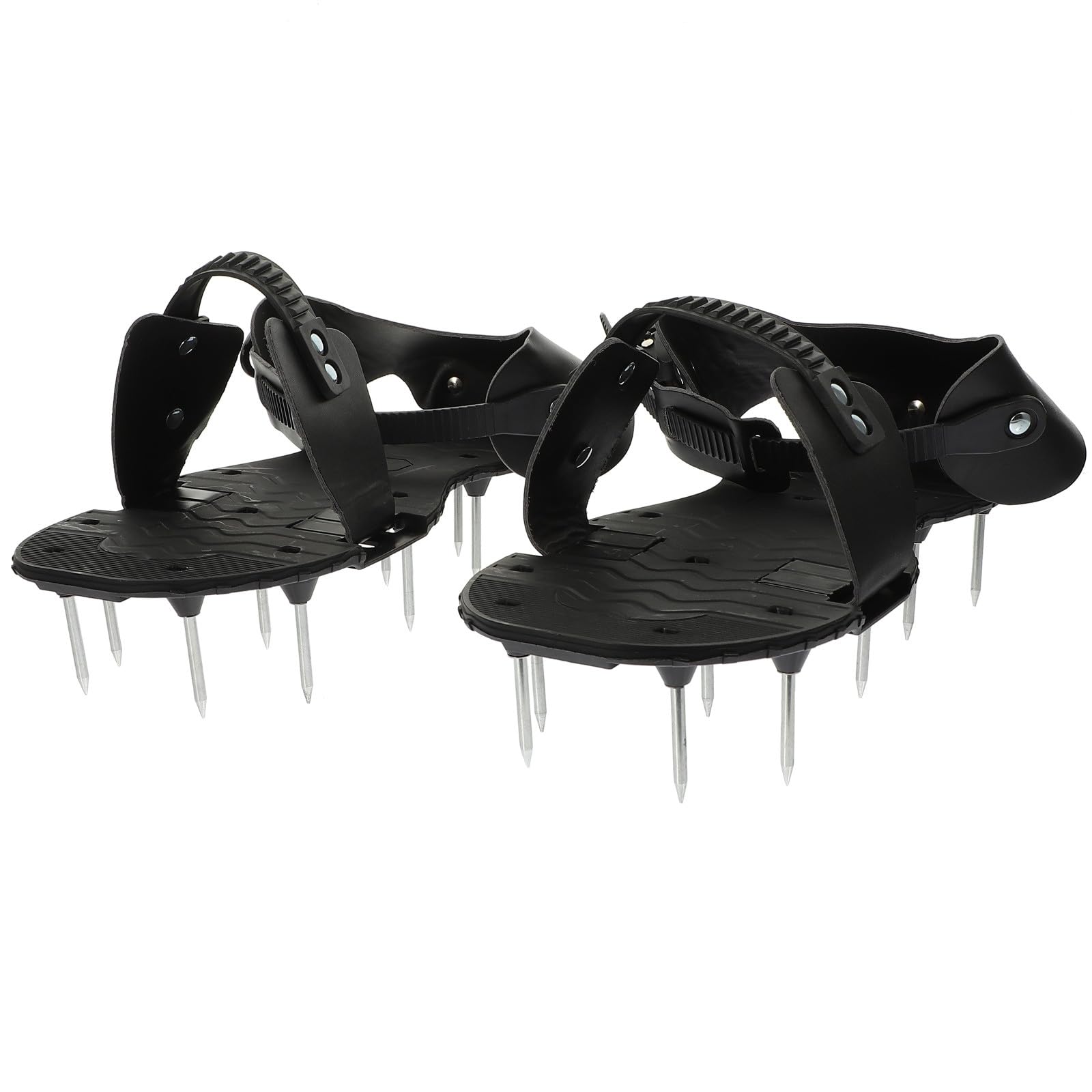 ORFOFE Zapatos Aireadores para Césped Negro de PU Correas Ajustables para Jardinería, Herramienta Manual Heavy Duty para Airear Suelo en Jardín