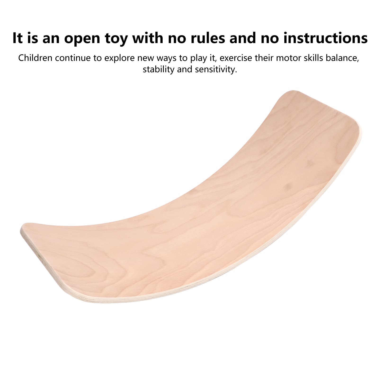 Tabla Oscilante de Madera para Niños Pequeños Tabla de Equilibrio de Fitness con Curvas Adecuada para Niños Mayores de 1 Año 82x30 Cm