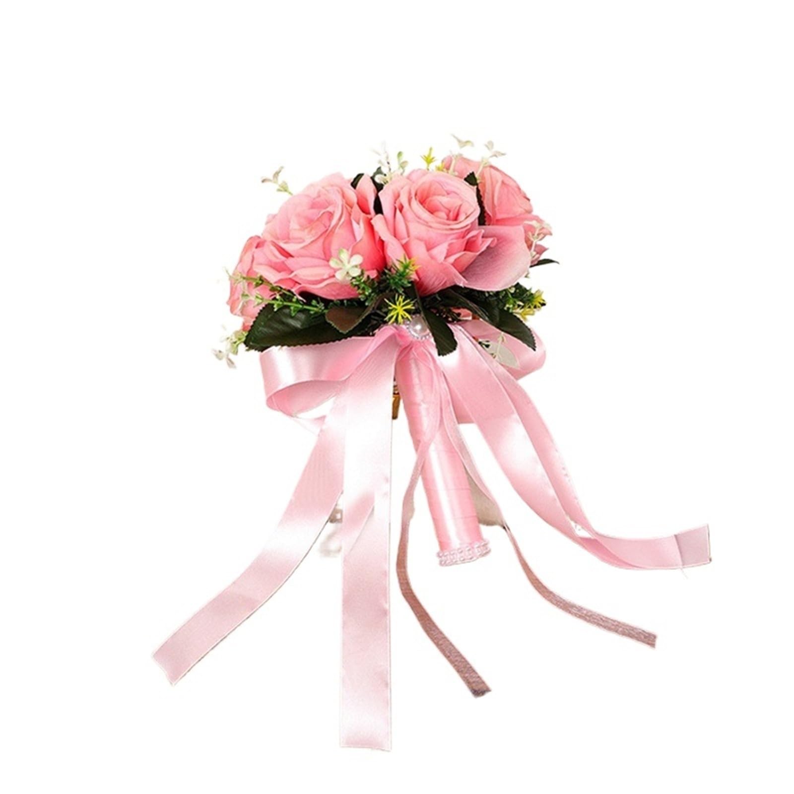 WENYOG Wedding Bouquet Bridal Flower Bouquet Artificial Silk Rose Peony Flower Wedding Bouquet Orchid Bouquets(Color 5)
