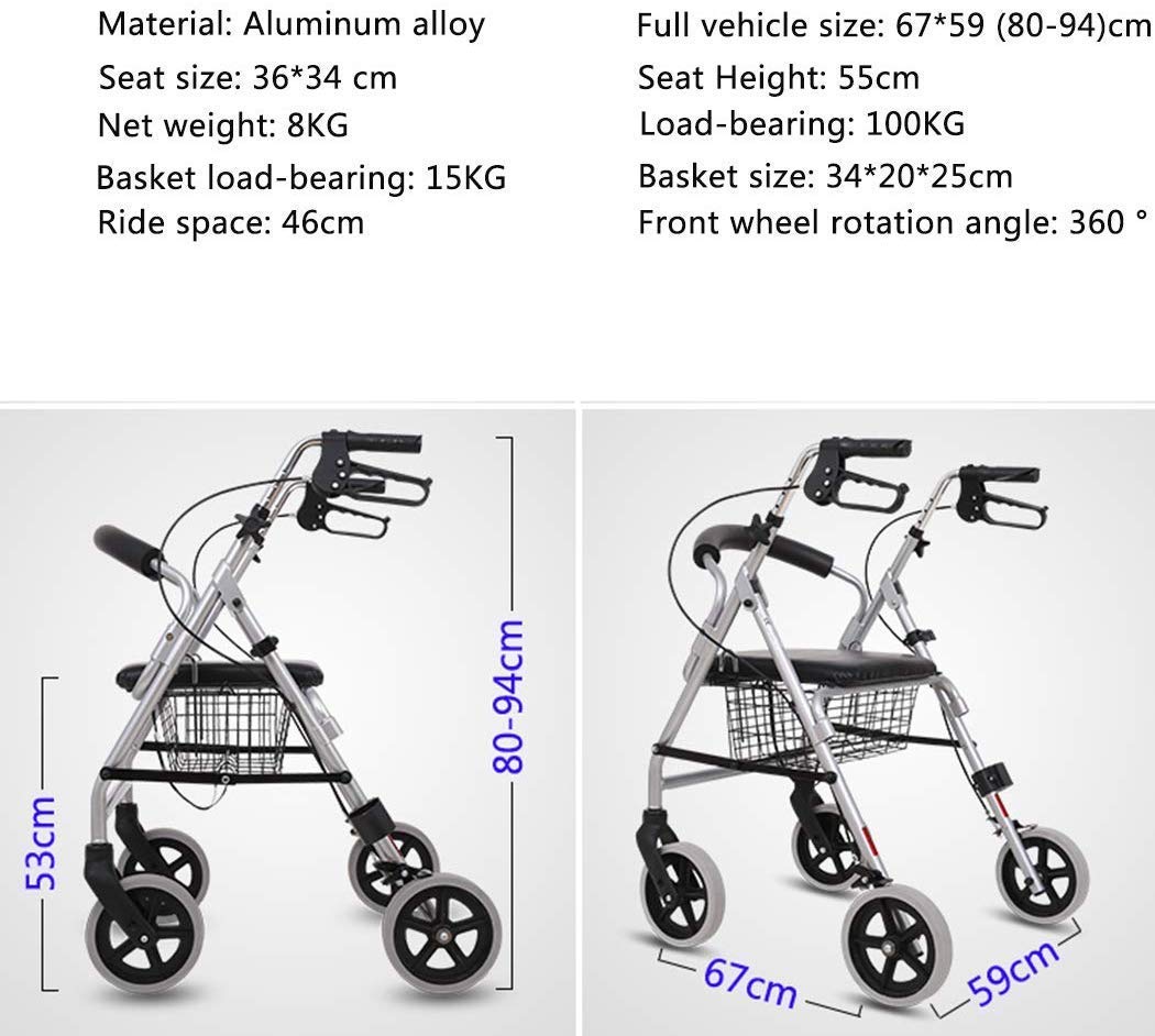 Chodzik Rollator z siedziskiem i kółkami, przenośne chodziki dla seniorów, medyczne pomoce do chodzenia, chodzik z koszem do przechowywania o dużej pojemności Interesting