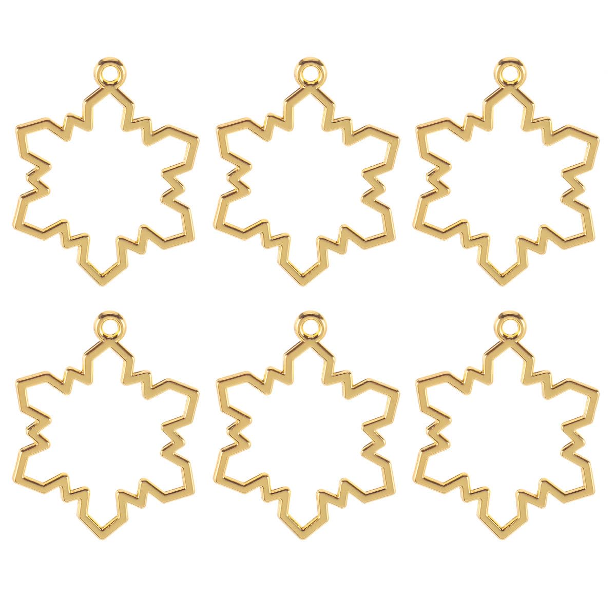EXCEART 10pcs Christmas Open Back Bezel Charms Snowflake Gold Frame Pendants Hollow Resin Frames for Craft DIY Jewelry Necklace Bracelet Making