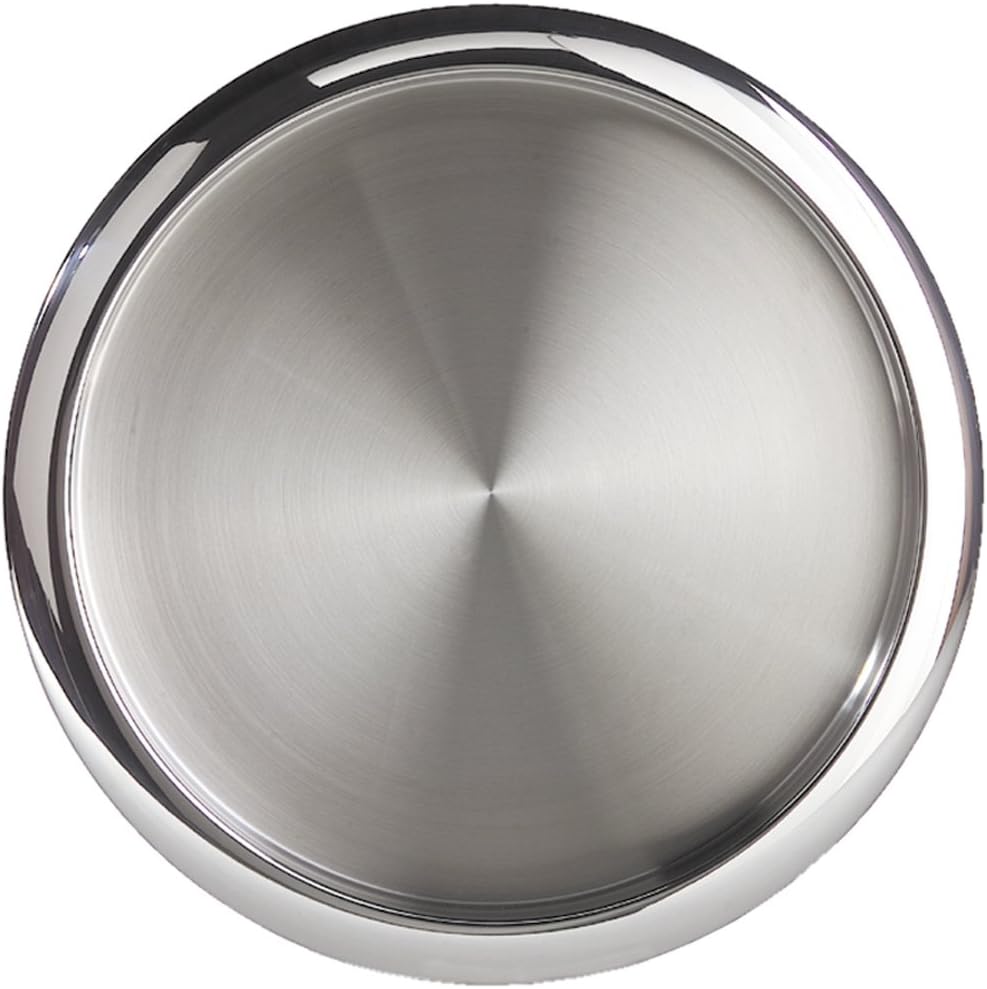 OGGI Round Stainless Steel Tray with Copper Rim 14" - Ideal for Coffee Table, Decorative, Tea and Bar Serving