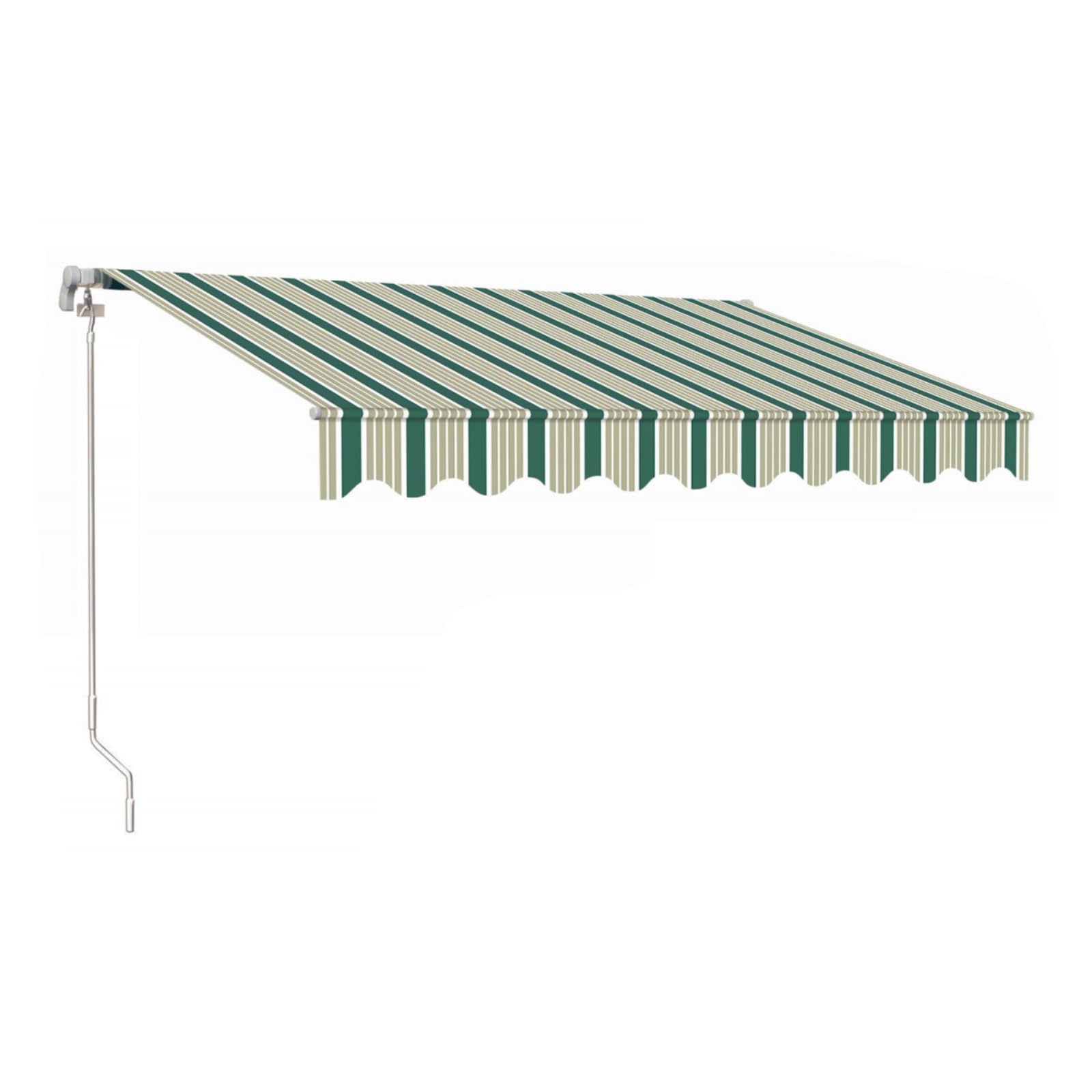 Toldo enrollable con barra cuadrada redondeada (Verde/Blanco, 400 x 300 cm)