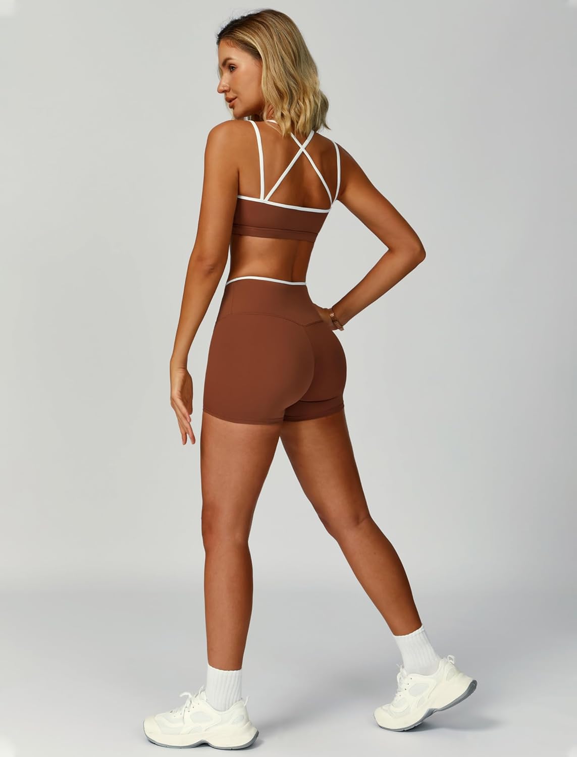 Two Piece Workout Sets For Women Sports Bra Matching High Waist Scrunch Butt Shorts Gym Yoga Athletic Clothes - Image 5