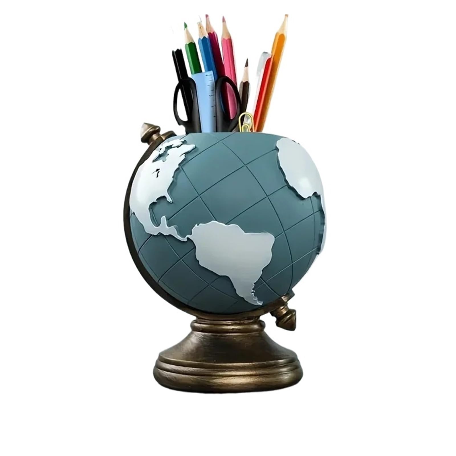 LXHZSY Desk Organiser Creative Globe Pen Holder Resin Desk Organizer For Office And Home Decor Unique Geographic And Pencil Storage