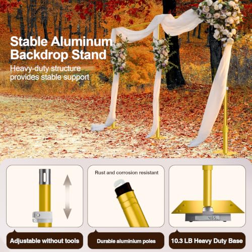 Image of EMART Backdrop Stand Heavy Duty 12x20Ft Adjustable Pipe and Drape Kit-Gold